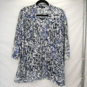 ZOZO Women's 2 Piece Tank Top and 3/4 Sleeve Cover Top Blue & White Geometric XL